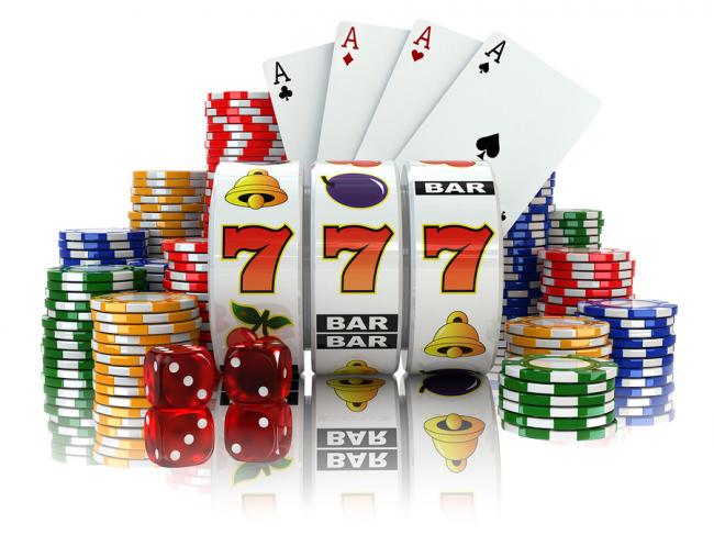 casino slots, casino chips, casino dice and casino cards